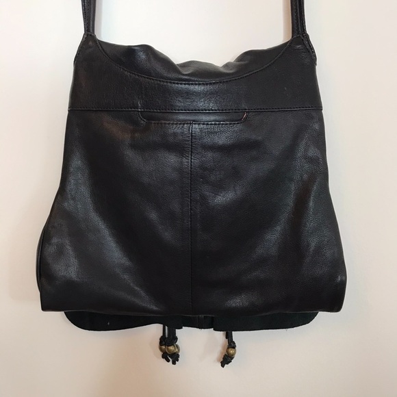 HOBO Black Leather Beaded Flap Bag Purse - Picture 4 of 7